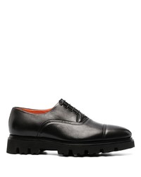 Chaussures derby en cuir épaisses noires Santoni