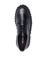 Chaussures derby en cuir épaisses noires PHILEO PARIS