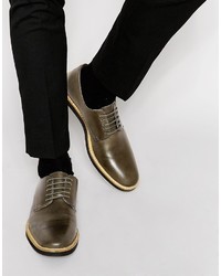 Chaussures derby en cuir gris foncé Asos