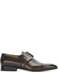 Chaussures derby en cuir gris foncé Santoni