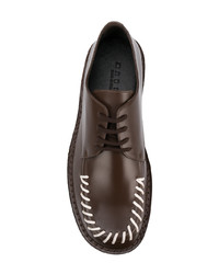 Chaussures derby en cuir imprimées marron foncé Marni