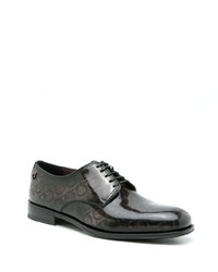 Chaussures derby en cuir imprimées noires Salvatore Ferragamo