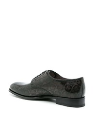 Chaussures derby en cuir imprimées noires Salvatore Ferragamo