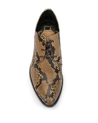 Chaussures derby en cuir imprimées serpent marron clair N°21