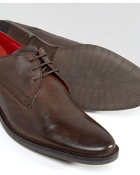 Chaussures derby en cuir marron foncé Base London