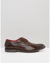 Chaussures derby en cuir marron foncé Base London