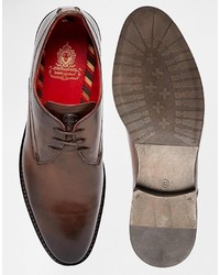 Chaussures derby en cuir marron foncé Base London