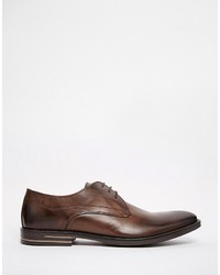 Chaussures derby en cuir marron foncé Base London