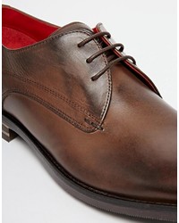 Chaussures derby en cuir marron foncé Base London