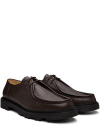 Chaussures derby en cuir marron foncé Bode