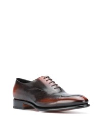 Chaussures derby en cuir marron foncé Santoni