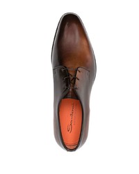 Chaussures derby en cuir marron foncé Santoni