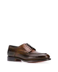 Chaussures derby en cuir marron foncé Santoni