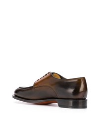 Chaussures derby en cuir marron foncé Santoni