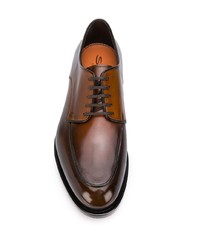 Chaussures derby en cuir marron foncé Santoni