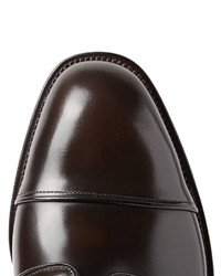 Chaussures derby en cuir marron foncé Prada