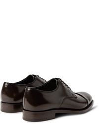 Chaussures derby en cuir marron foncé Prada