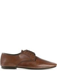 Chaussures derby en cuir marron foncé Christophe Lemaire