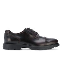 Chaussures derby en cuir marron foncé Hogan