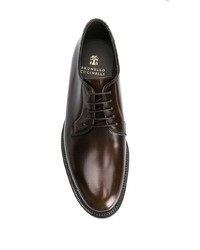 Chaussures derby en cuir marron foncé Brunello Cucinelli