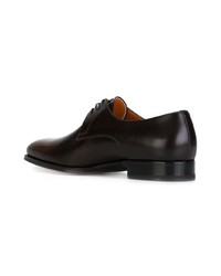 Chaussures derby en cuir marron foncé Santoni