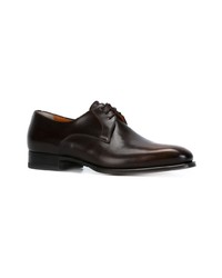 Chaussures derby en cuir marron foncé Santoni