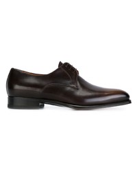 Chaussures derby en cuir marron foncé Santoni