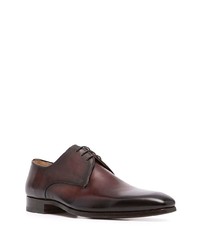 Chaussures derby en cuir marron foncé Magnanni