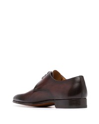 Chaussures derby en cuir marron foncé Magnanni