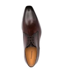 Chaussures derby en cuir marron foncé Magnanni