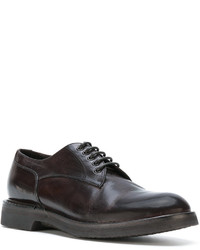 Chaussures derby en cuir marron foncé Pantanetti