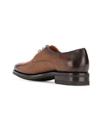 Chaussures derby en cuir marron foncé Santoni