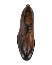 Chaussures derby en cuir marron foncé Santoni