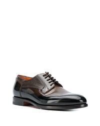 Chaussures derby en cuir marron foncé Santoni