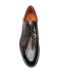 Chaussures derby en cuir marron foncé Santoni