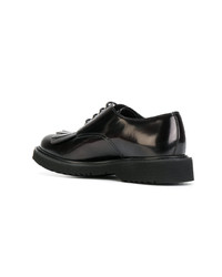 Chaussures derby en cuir marron foncé Prada