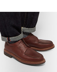 Chaussures derby en cuir marron foncé Yuketen