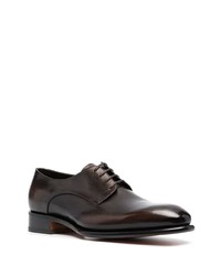 Chaussures derby en cuir marron foncé Santoni