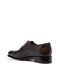 Chaussures derby en cuir marron foncé Santoni