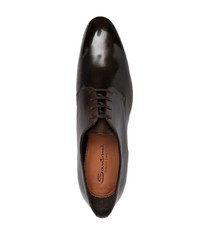 Chaussures derby en cuir marron foncé Santoni