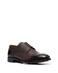 Chaussures derby en cuir marron foncé Corneliani