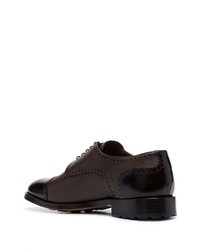 Chaussures derby en cuir marron foncé Corneliani