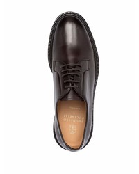 Chaussures derby en cuir marron foncé Brunello Cucinelli