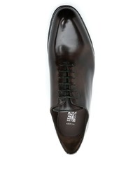 Chaussures derby en cuir marron foncé Ferragamo
