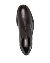 Chaussures derby en cuir marron foncé Pollini