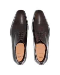 Chaussures derby en cuir marron foncé BOSS