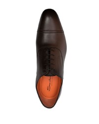 Chaussures derby en cuir marron foncé Santoni