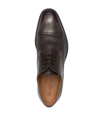 Chaussures derby en cuir marron foncé Corneliani