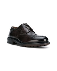 Chaussures derby en cuir marron foncé Salvatore Ferragamo