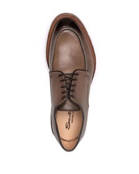 Chaussures derby en cuir marron Santoni